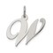 Sterling Silver Medium Script Initial Letter W Charm Jewerly 18mm x 13mm